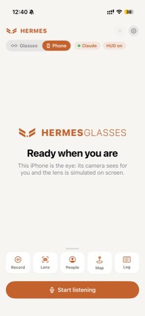 The home screen in phone mode with the quick actions