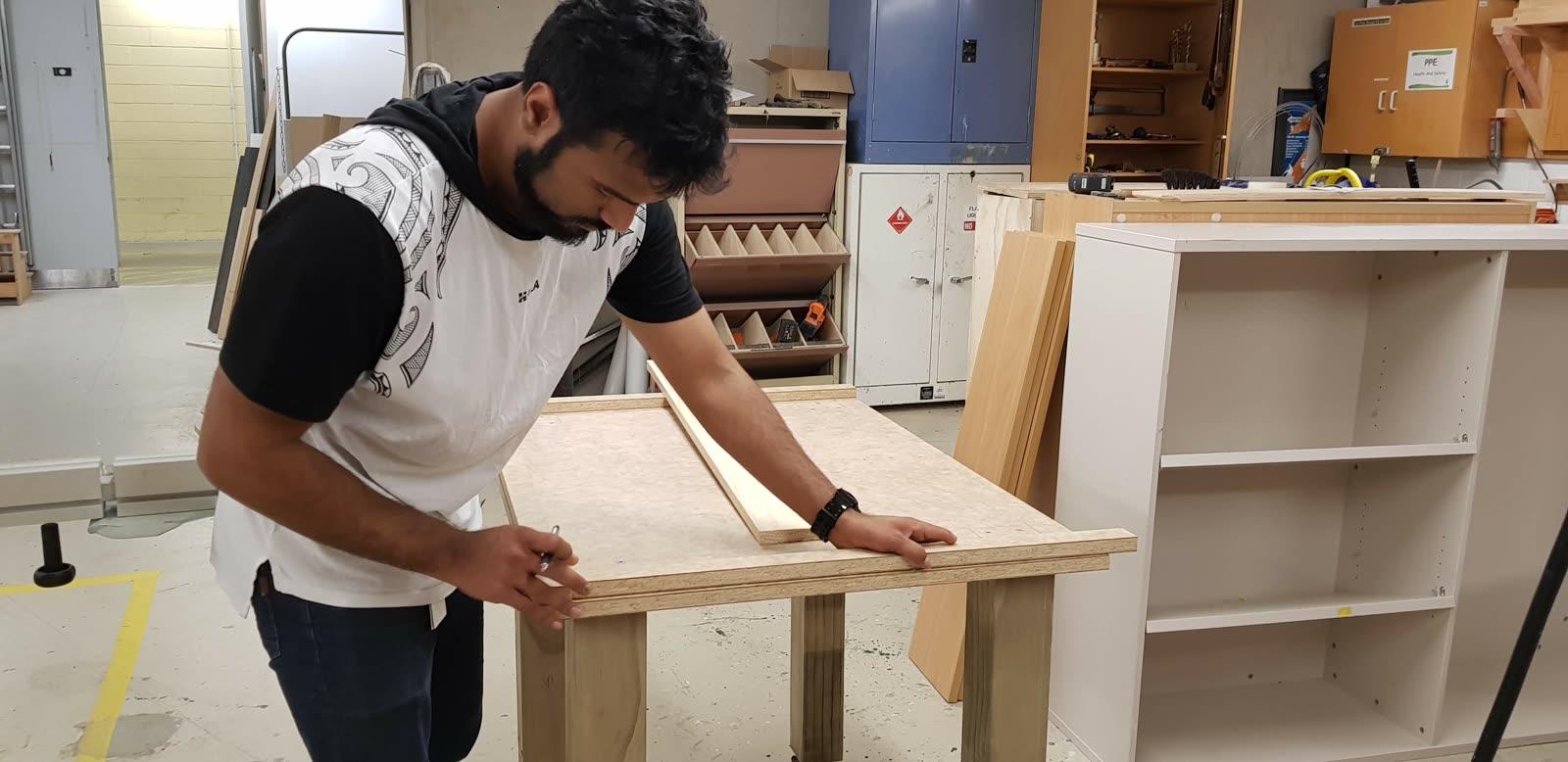 Checking the frame before fixing it down