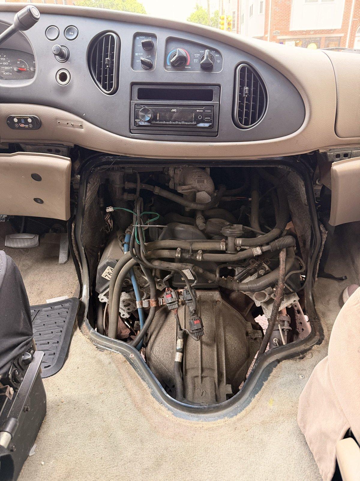 This van is very convenient to service from within Engine access from inside the cab