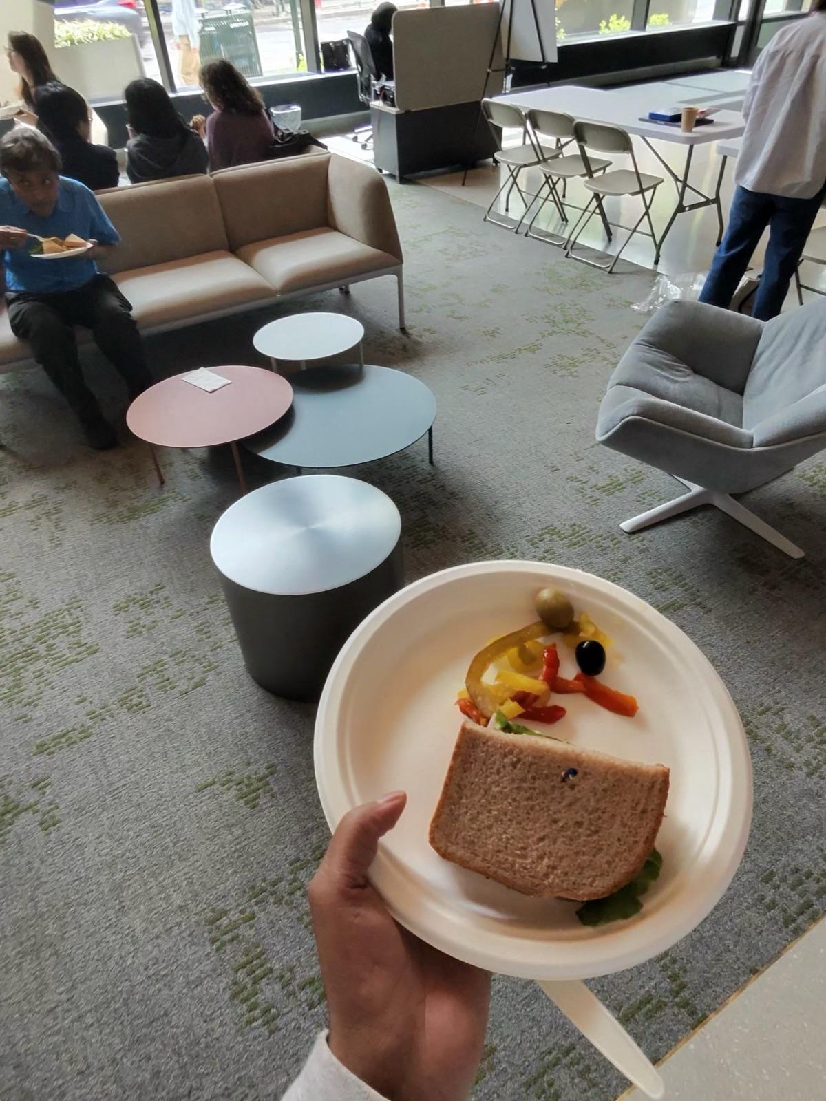 Most events have free food, which is great when your kitchen is a car park away Free food at an event